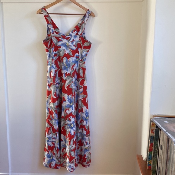 Chaps Denim Hawaiian Print Maxi Dress - Picture 8 of 13